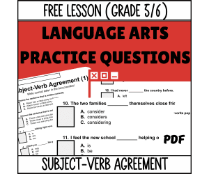 Subject-Verb Agreement Sample Lesson - Grammar Grade 5-6 (PDF)