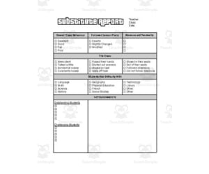 Substitute Report (Editable in Google Docs)