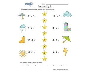 Subtract Two Matching Worksheet