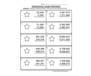 Subtracting Multi-Digit No Regrouping Worksheet