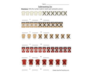 Subtracting Six Writing Equations Worksheet