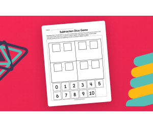 Subtraction Dice Game Worksheet