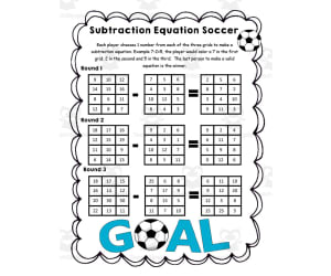 Subtraction Soccer + Alligator Arrays Math Games