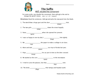 Suffix ED Worksheet