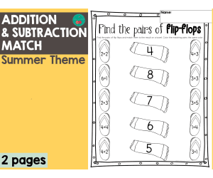 Summer Addition & Subtraction Match