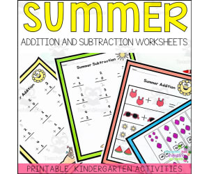 Summer Addition Subtraction Kindergarten Math Kindergarten Sum 1-5
