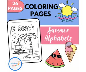 Summer Alphabet Coloring Pages.