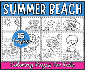 Summer Beach Coloring Pages | National Beach Day Coloring Sheets