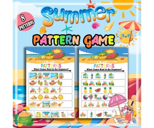 Summer Beach Finish the Pattern Worksheets Activity Puzzles