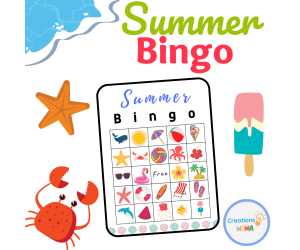 Summer Bingo Cards for Kids.