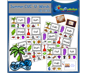 Summer CVC "U" Words Clip Cards - EBOOK