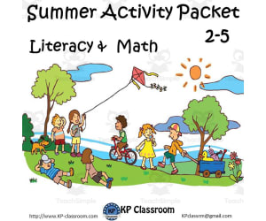Summer No Prep Literacy and Math Activity Packet for 2-5