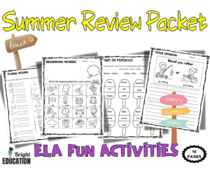 Summer Review Packet 1st & 2nd Grade – ELA End of the Year Activities