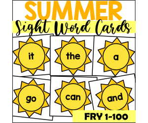 Summer Sight Word Cards for Fry 1-100