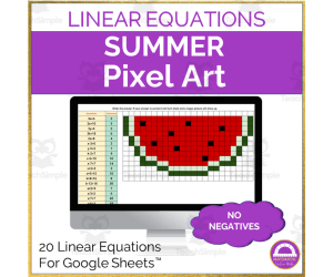Summer Solving One Step Equations Pixel Art Activity No Negatives