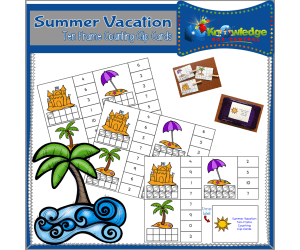 Summer Vacation Ten Frame Counting Clip Cards - EBOOK