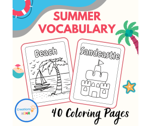 Summer Vocabulary Coloring Sheets.