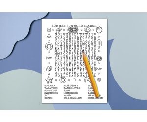 Summer Word Searches, Coloring Page, Problem Solving Fine Motor Skills