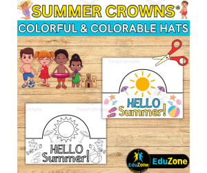 Sunny Beach Bash Colorful & Colorable Hats & Crowns for Summer Fun!