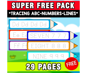 SUPER FREE PACK | TRACING LINES - NUMBERS - ABC | 29 PAGES