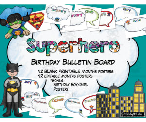 Superhero Birthday Poster Set