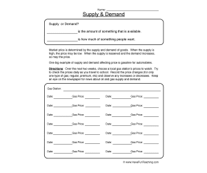 Supply & Demand Worksheet