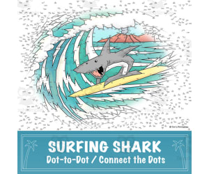 Surfing Shark Extreme Difficulty Connect the Dots / Dot-to-Dot