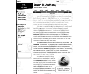 Susan B. Anthony Reading Packet