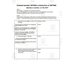 Suspense in Chapter 1 of Stephen King's The Mist: Diction and Setting + answers