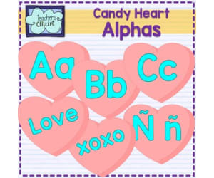 Sweet Conversation Candy Hearts Clipart | A-Z Alphabet Letters Set
