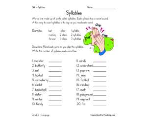 Syllables Worksheet