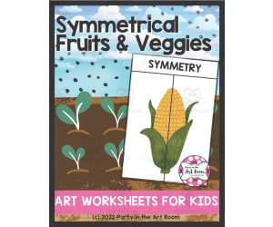 Symmetrical Fruits & Veggies | Art Worksheets for Kids