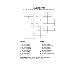 Synonym Crossword Puzzle Worksheet
