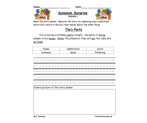 Synonym Surprise Worksheet
