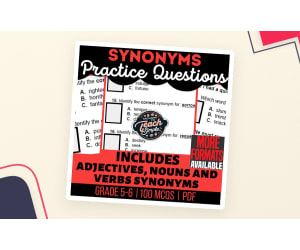 Synonyms Practice Questions - Vocabulary Grade 5-6 (PDF)