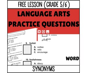 Synonyms Sample Lesson - Vocabulary Grade 5-6 (Word)
