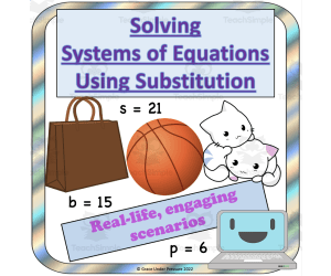Systems of Equations Word Problems Worksheet: Using Substitution
