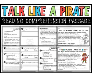 Talk Like a Pirate Day Passage | Reading Comprehension activity