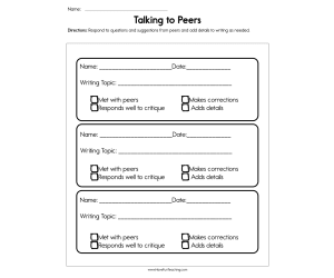 Talking to Peers Assessment Worksheet