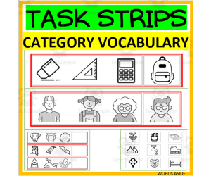 TASK STRIPS: VOCABULARY CATEGORIES| SEMANTICS REASONING PRACTICE CARDS