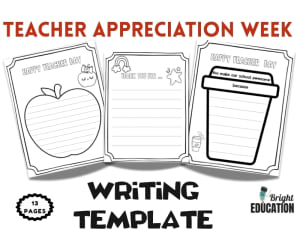 Teacher Appreciation Week Writing Templates