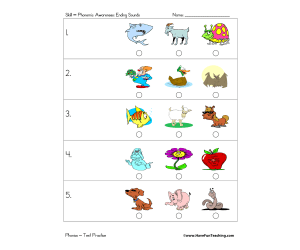 Teacher Led Ending Sounds Test Practice Worksheet