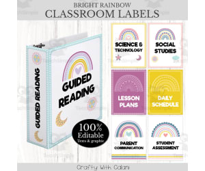 Teacher's Binder Cover in Pastel Rainbow Theme - 100% Editable