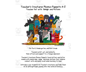 Teacher’s Creatures Phonics Puppets A-Z | Teacher Set with Stories and Motions