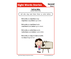 Tell Us Where Second Sight Words Reading Comprehension Worksheet