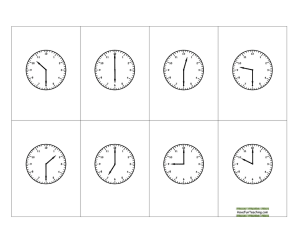Telling Time Half Hour Clock BINGO