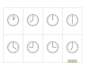 Telling Time Hour Clock BINGO