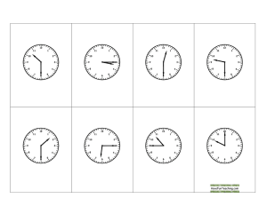 Telling Time Quarter Hour Clock BINGO