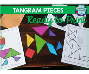 Templates to assemble using tangram pieces (included)