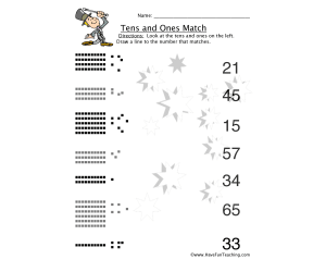 Tens and Ones Match Worksheet